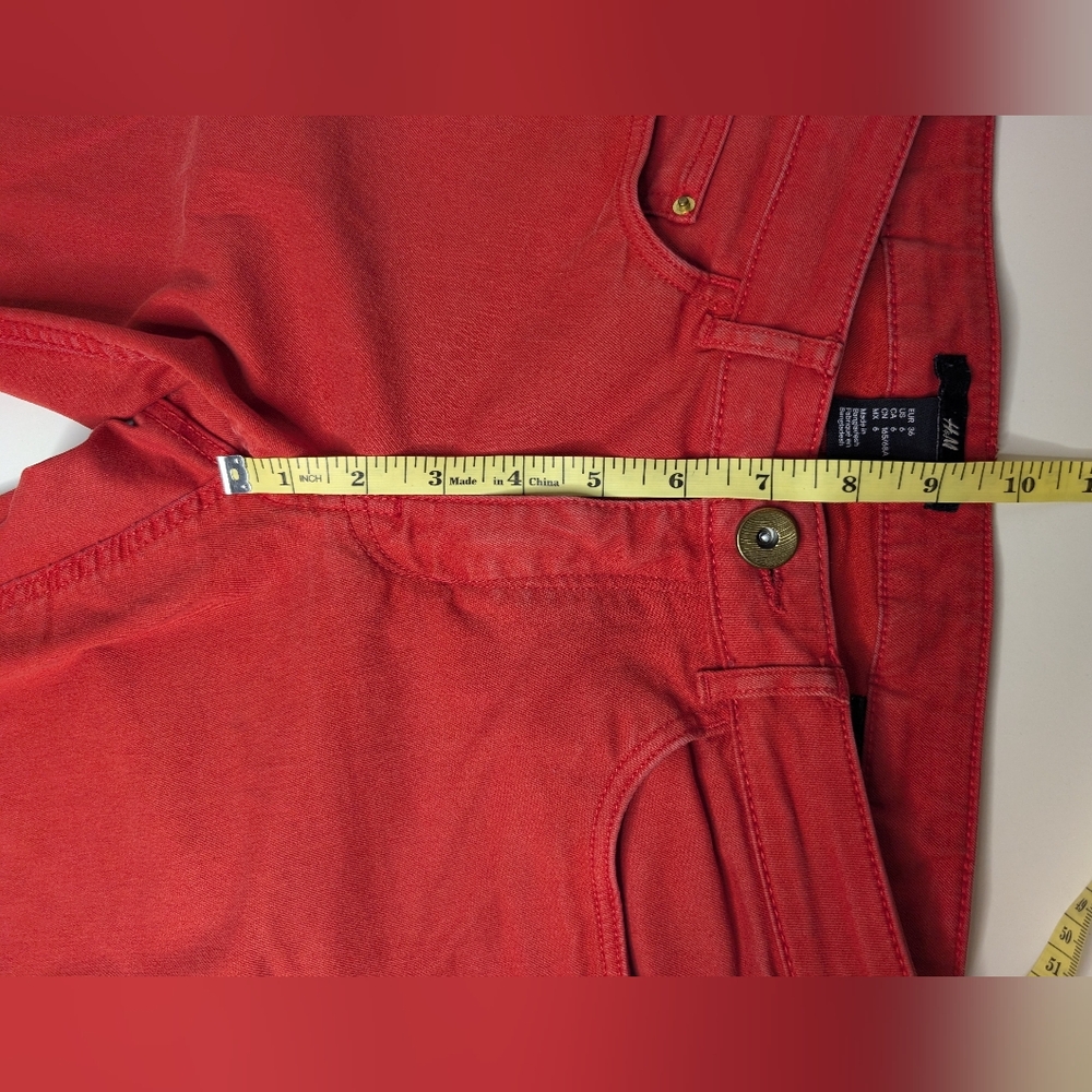H&M Womens US 6 Skinny Red Jean Preowned - Picture 9 of 11